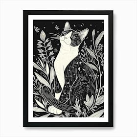 Snowshoe Cat Minimalist Illustration 1 Art Print