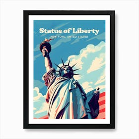 Statue of Liberty New York Freedom Modern Travel Illustration Art Print