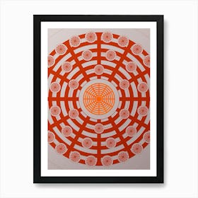 Geometric Abstract Glyph Circle Array in Tomato Red n.0203 Art Print