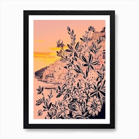 Positano, Flower Collage 3 Art Print