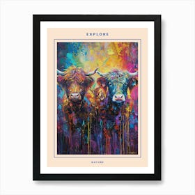 Hairy Cow Colourful Paint Splash 1 Poster Art Print