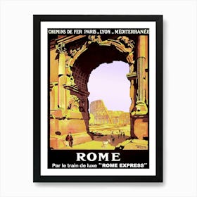 Rome, Colosseum Under The Arch, Italy Art Print