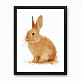 Tan Rabbit Nursery Illustration 1 Art Print