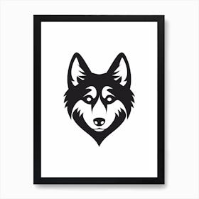 Black Block Colour Husky In The Shape Of A Heart Art Print