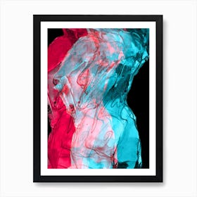 Two Nudes In Blue And Red Art Print