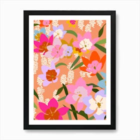 Colorful Floral Orange Art Print