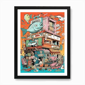 Japanese Fisherman'S House Art Print