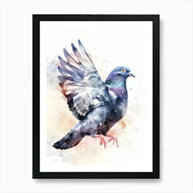 Pigeon Watercolor Painting Art Print