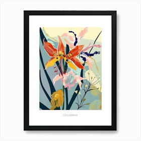 Colourful Flower Illustration Poster Columbine 2 Art Print