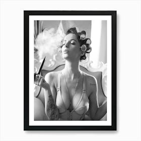 Woman Smoking In Hair Salon Art Print