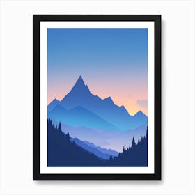 Misty Mountains Vertical Composition In Blue Tone 184 Art Print