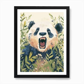 Giant Panda Growling Storybook Illustration 4 Art Print