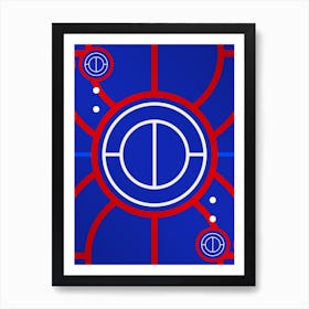Geometric Abstract Glyph in White on Red and Blue Array n.0005 Art Print