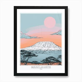 Mount Lafayette Usa Color Line Drawing 5 Poster Art Print