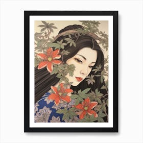 Himeyuri Okinawan Lily 1 Vintage Japanese Botanical And Geisha Art Print