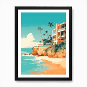 Abstract Illustration Of Hapuna Beach Hawaii Orange Hues 3 Art Print