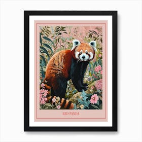 Floral Animal Painting Red Panda 3 Poster Art Print