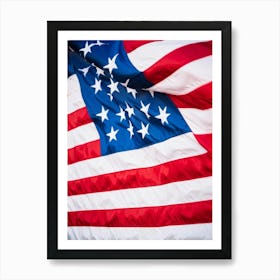 American Flag Unfurling In The Breeze Colors Transitioning From Rippled White At The Top To Rippled (4) Art Print