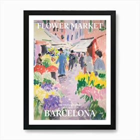 Vintage Flower Market Painting Barcelona Art Print