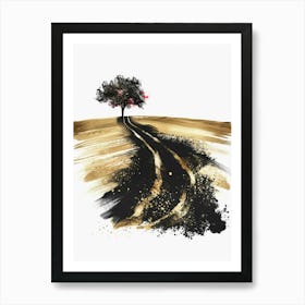 Tree On The Road Canvas Print 1 Art Print