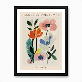 Spring Floral French Poster  Cyclamen 2 Art Print