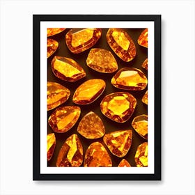 Amber Gems On Golden Background With 4k Effect Art Print