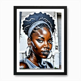 Graffiti Mural Of Beautiful Black Woman 329 Art Print