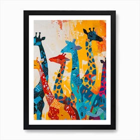 Abstract Geometric Giraffe Herd 4 Art Print