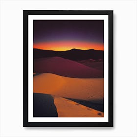 Retro Sunset At Sahara Desert Art Print