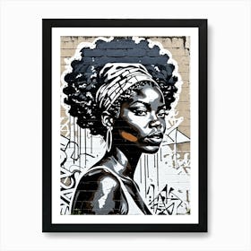 Vintage Graffiti Mural Of Beautiful Black Woman 129 Art Print