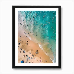 Aerial View Of Crowded Beach Art Print