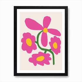 Pink Retro Cutout Flower Art Print