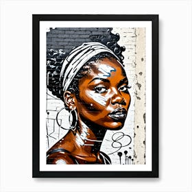 Vintage Graffiti Mural Of Beautiful Black Woman 148 Art Print