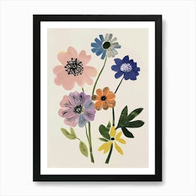 Painted Florals Scabiosa 2 Art Print