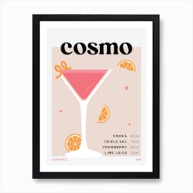 Cosmopolitan in Beige Cocktail Recipe Art Print