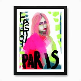 PARIS FASHION - Fashion Illustration Portrait with pop colors  by "COLT x WILDE"  Art Print