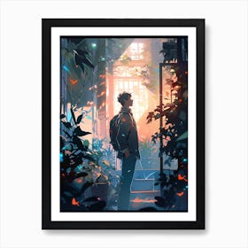 Boy In A Garden Art Print