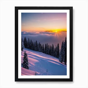 Oberstdorf, Germany Sunrise Skiing Poster Art Print