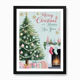 Merry Christmas And Happy New Year 4 Art Print