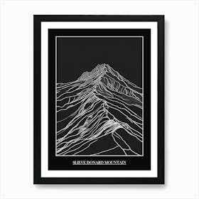 Slieve Donard Mountain Line Drawing 5 Poster Art Print