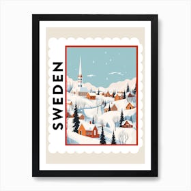 Retro Winter Stamp Poster Abisko Sweden Poster