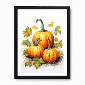 Cinderella Pumpkin Watercolour Illustration 2 Art Print