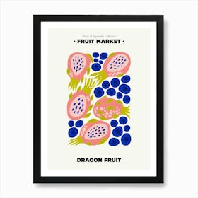 The Fruit Market Dragon Fruit Illustration Maximalist Art Print