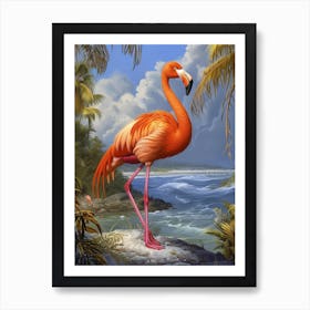 Greater Flamingo South America Chile Tropical Illustration 5 Art Print