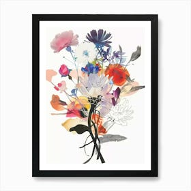 Asters 1 Collage Flower Bouquet Art Print