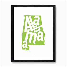 Alabama State Typograpy Art Print