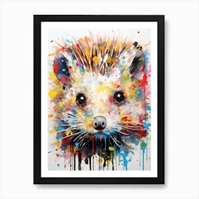 Basquiat's Influence: Hedgehog's Colorful World Art Print