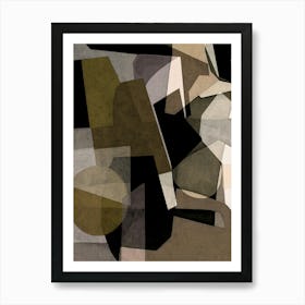 HAILEY - Minimalist, Modern, Abstract, Graphic, Geo, Tonal, Brown, Black, Earthy Art Print