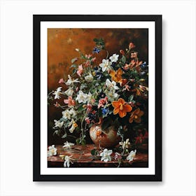 Baroque Floral Still Life Columbine 2 Art Print