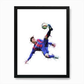 Lionel Messi Bicycle Kick Watercolor Art Print